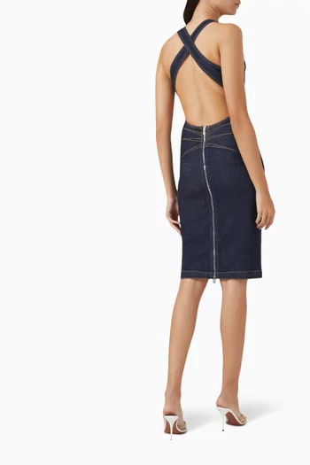 Sculpted Midi Dress in Denim