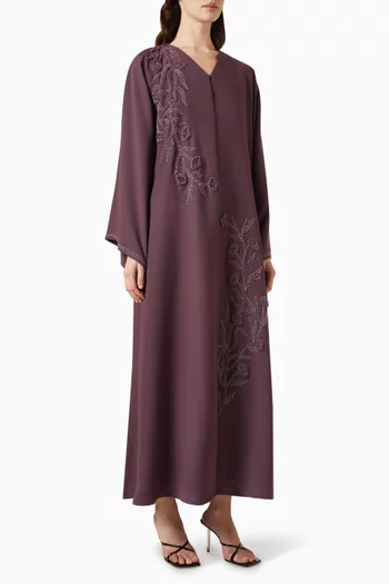 3D Thread & Bead Embellished Abaya