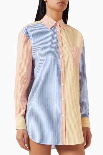 Striped Oxford Tunic Shirt in Cotton