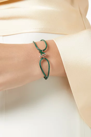 سوار ريترو بحرف "A" مزين بالمينا والماس ذهب وردي عيار 18