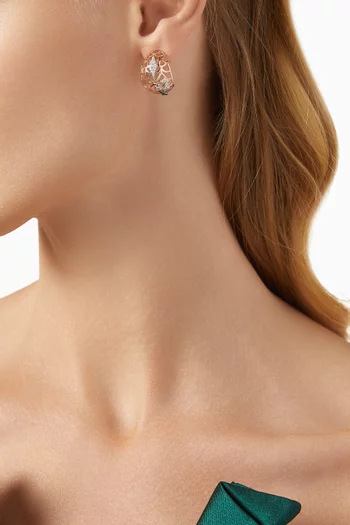 Retro Diamond & Enamel Letter 'A' Earrings in 18kt Rose Gold