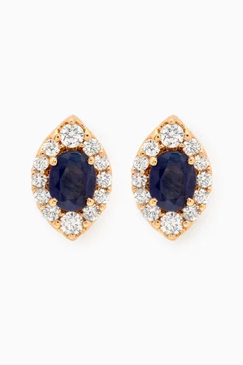 Mini Diana Sapphire & Diamond Stud Earrings in 18kt Yellow Gold