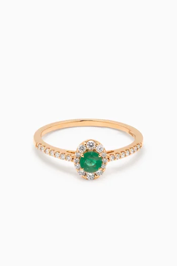 Mini Diana Emerald & Diamond Ring in 18kt Gold