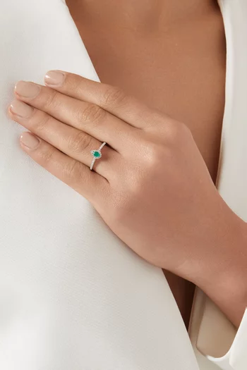 Mini Diana Emerald & Diamond Ring in 18kt White Gold