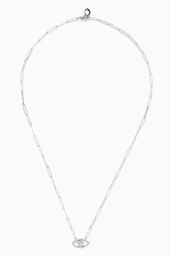 Youth Paperclip Eye Diamond Necklace in 18kt White Gold