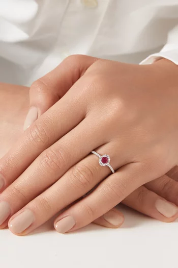 Mini Diana Ruby & Diamond Ring in 18kt White Gold