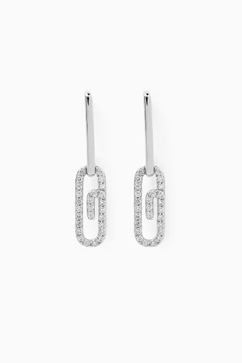 Youth Paperclip Diamond Drop Earrings in 18kt White Gold