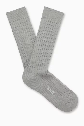 Ribbed Crew Socks in Cotton-blend