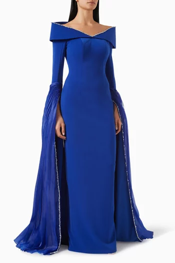 Sapphire Crystal-embellished Maxi Dress in Crepe
