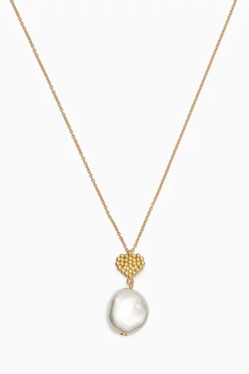 Kiku Pearl Heart Necklace in 18kt Yellow Gold