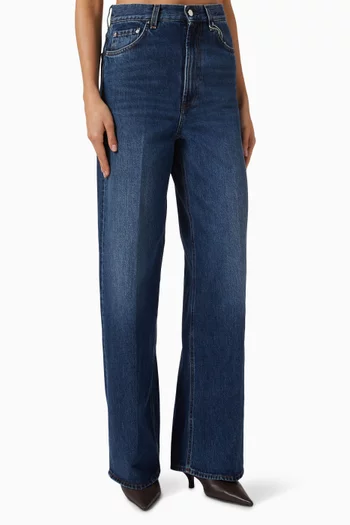 بنطال جينز بقصة ساق واسعة دينم