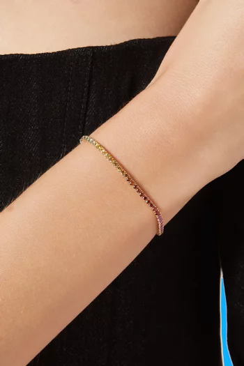 Rainbow Sapphire Tennis Bracelet in 18kt White Gold