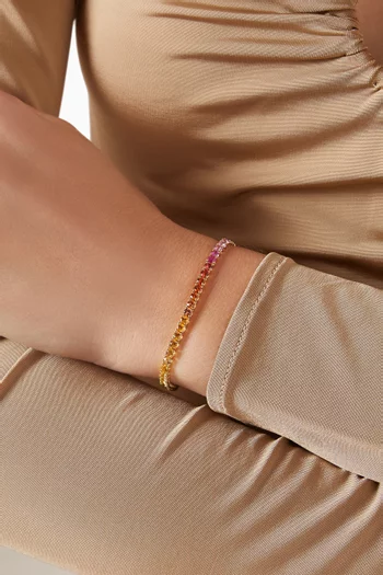 سوار تنس مرصع بياقوت بألوان قوس قزح ذهب عيار 18