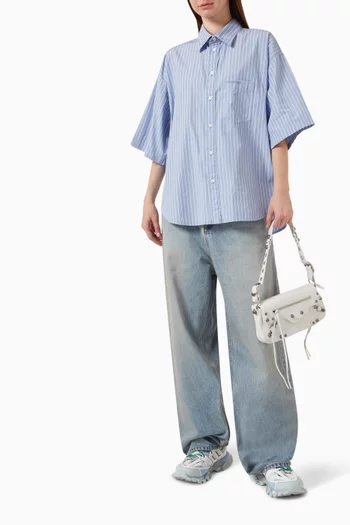 Oversized Striped Shirt in Cotton-poplin