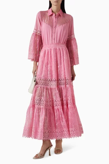 Phine Lace-trim Blouse in Cotton Blend