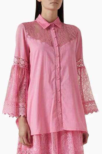 Phine Lace-trim Blouse in Cotton Blend