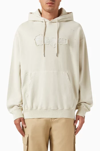 Destroyed Garment Dyed Pullover Hoodie in Cotton