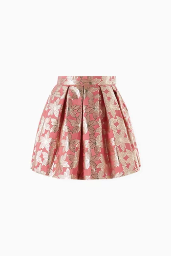 Pleated Skirt in Flower Jacquard