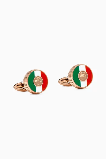 Tricolore Cufflinks in Rose-Gold Plated PVD