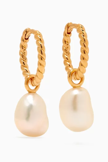 Twisted Pearl Drop Hoops in 18kt Recycled Gold-vermeil