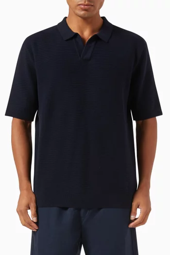Open Textured Polo Shirt in Cotton-knit