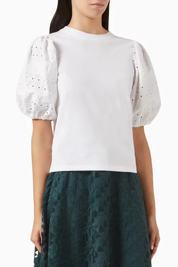 Broderie Anglaise T-shirt in Cotton-jersey