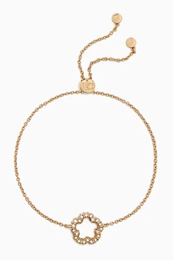Pave Tea Rose Slider Bracelet in Gold-plated Brass