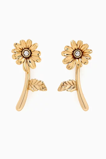 Daisy Crystal Stud Earrings in Gold-plated Brass