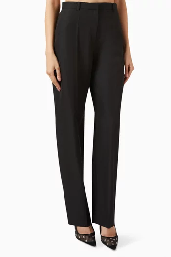 Low-waist Tailored Pants in Wool-blend