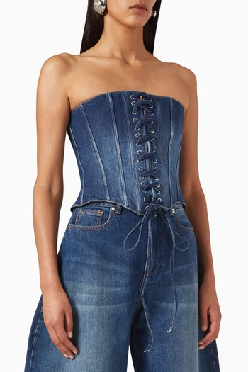 Lace-up Corset Top in Denim