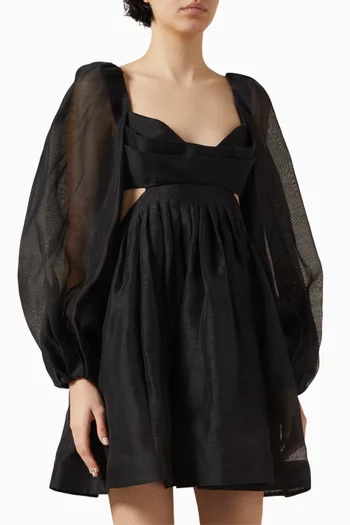 فستان هارموني قصير بصدرية بنمط حمالة صدر مزيج كتان