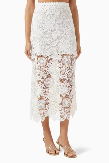 Cindy Maxi Skirt in Guipure Lace