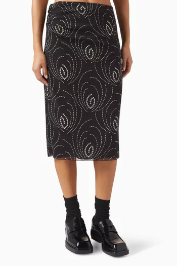 Graphic-print Midi Skirt in Georgette