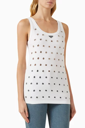 Metal Cut-out Tank Top in Cotton-jersey
