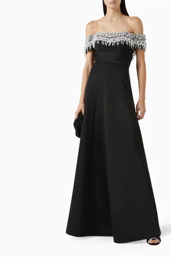 Pearl-embellished Gown in Jersey