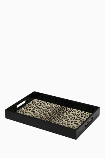 Leopard Rectangular Tray in Wood