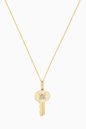 Home Sweet Home White Diamond Necklace in 10kt Yellow Gold