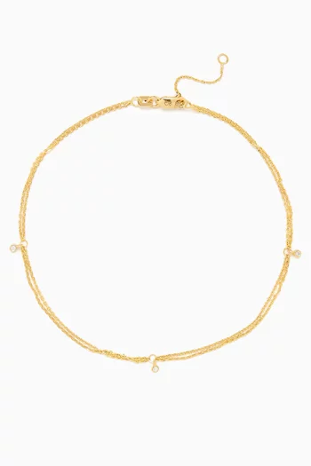 Double Up Diamond Anklet in 14kt Yellow Gold