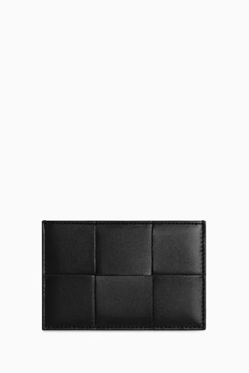 Cassette Credit Card Case in Intreccio Leather