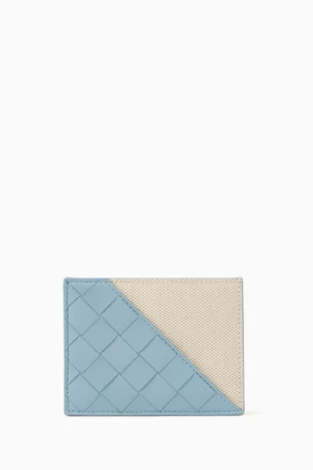 Diagonal Credit Card Case in Intrecciato Leather