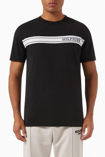 Monotype Logo Stripe Lounge T-Shirt in Cotton