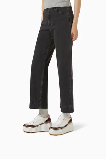 سنيكرز ناما بنعل سميك مسطح جلد عجل