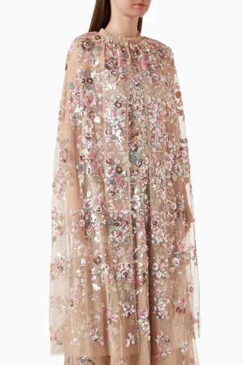 Paradise Sequin Open Cape in Tulle
