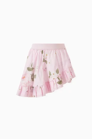 Floral-print Skirt in Cotton Muslin