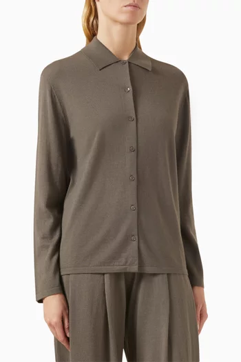 Button-up Shirt in Merino-silk Blend