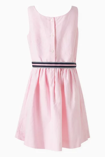 Striped Tie-belt Dress in Cotton