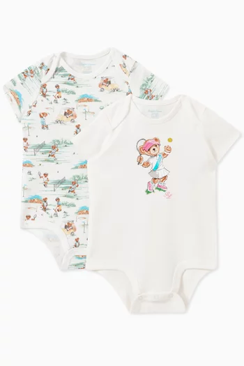 Polo Bear Print Bodysuits, Pack of Two