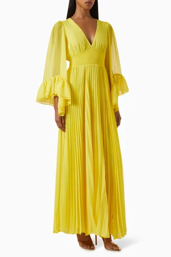 Selene Pleated Maxi Dress in Chiffon