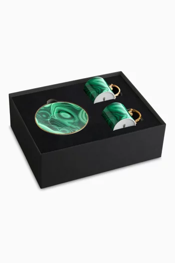Malachite Espresso Cup & Saucer, Set of 2
