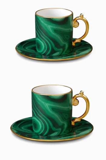 Malachite Espresso Cup & Saucer, Set of 2